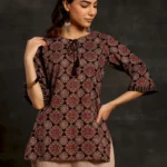Black Printed Cotton Straight Kurti