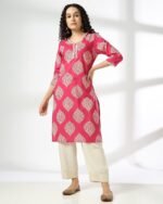 Women Block Print Straight Kurta - Image 4